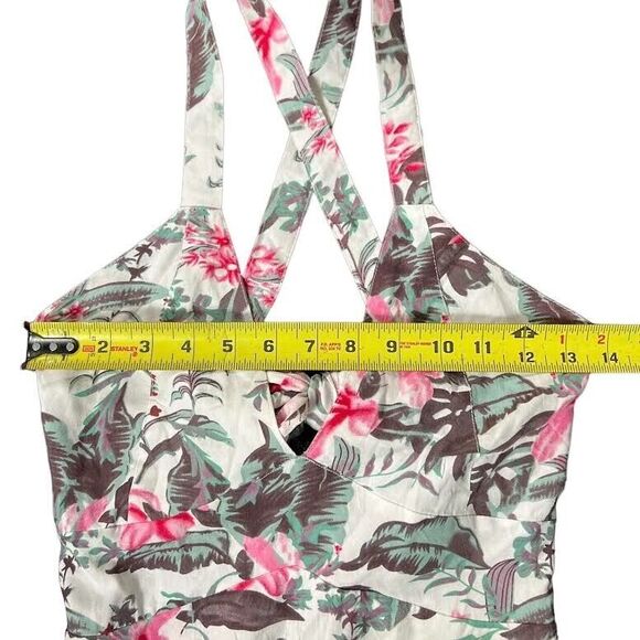 Sim & Sam Womens Pink/Gray/Green Tropical Smocked Lined V-Neck Maxi Dres… - Picture 14 of 14